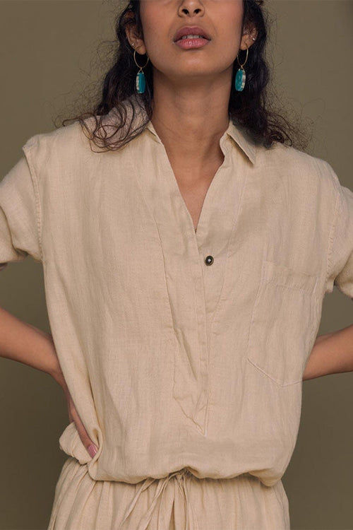 Meet me by the Cliff Dress in Neutral Beige